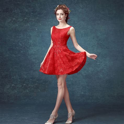 Sexy Backless Party Dress 2016 Red Sequin Cocktail Dress Scoop Tank