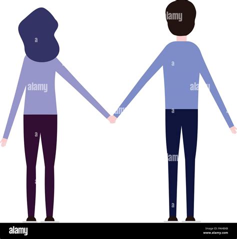 Man And Woman Holding Hands On A White Background Stock Vector Image