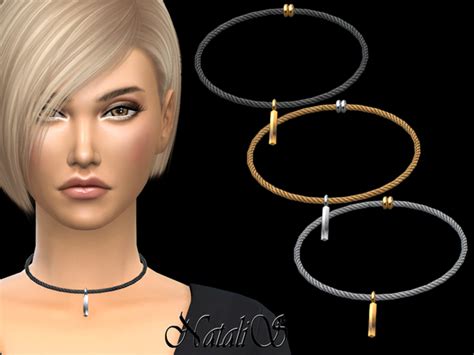 Cable Necklace Bar Pendant By Natalis At Tsr Sims 4 Updates