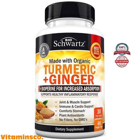 Bio Schwartz Organic Turmeric Curcumin Ginger Plus Bioperine