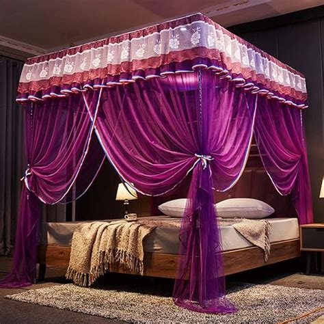 Mengersi 4 Corners Post Canopy Bed Curtain For Girls And Adults Royal Luxurious Cozy
