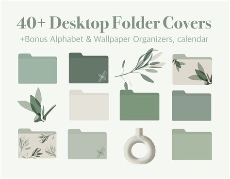 Desktop Folder Icons Sage Folder Covers Green Neutral Etsy Hong Kong