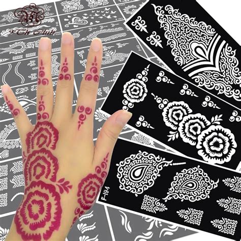 Buy 8pcs Mehndi Henna Hand Tattoo Stencils Temporary