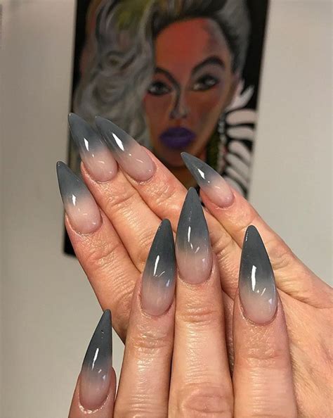 Gray Acrylic Ombré Nails Not My Work Follow Ariellanita ️ Ombre