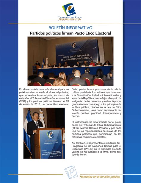 Bolet N Informativo Partidos Pol Ticos Firman Pacto Tico