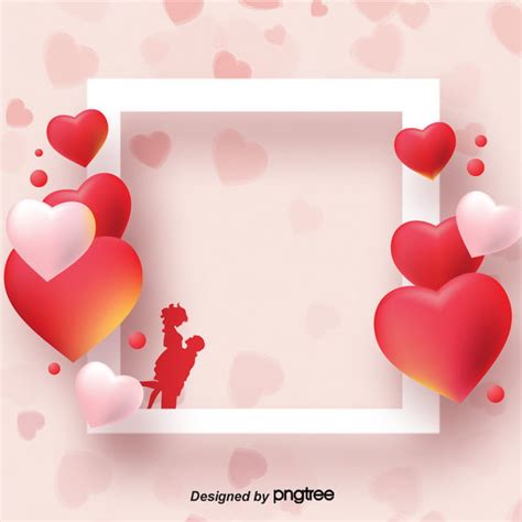 Three Dimensional Love Border On Valentines Day Background Wallpaper
