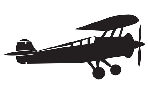 Vector Retro Biplane Silhouettes Setvector Illustrated Propeller