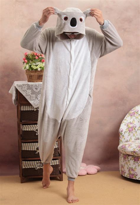 Koala Bär 2 Farben Jumpsuit Schlafanzug Pyjama Kostüm Onesie