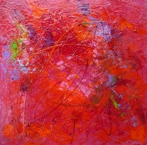 Nancy Standlee Fine Art Acrylic Mixed Media Textured Red Contemporary