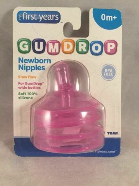 The First Years Tomy Gumdrop Newborn Silicone Nipples Pink 0m Slow Flow