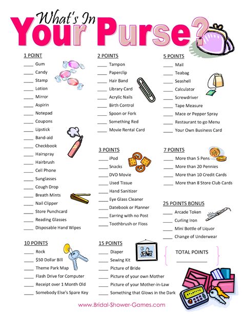 What S In Your Purse Game Free Printable Printable Templates