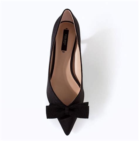 Zara Black Kitten Heels With Bow Shoeperwoman