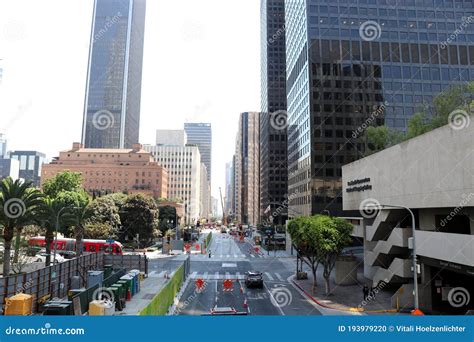 Los Angeles California Usa Downtown Cityscape Between Skyscrapers