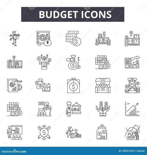 Budget Line Icons For Web And Mobile Design Editable Stroke Signs