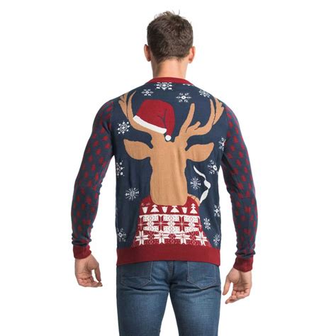 Cool Cigar Smoking Reindeer Mens Funny Christmas Sweater