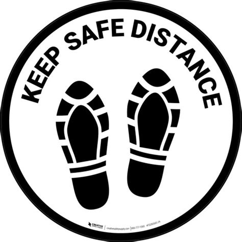 Keep Safe Distance Shoe Prints Circular Floor Sign