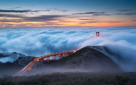 Wallpaper Golden Gate Bridge Fog Morning Usa 1920x1200 Hd Picture Image