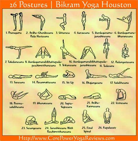 26 Postures Of Bikram Bikram Yoga Poses Bikram Yoga Bikram Yoga