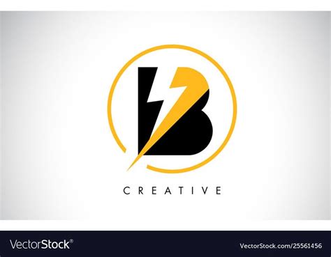 B Letter Logo Design With Lighting Thunder Bolt Vector Image B Letter