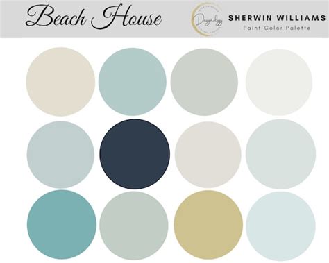 Beach House Paint Color Scheme Premade Paint Palette Sherwin Etsy