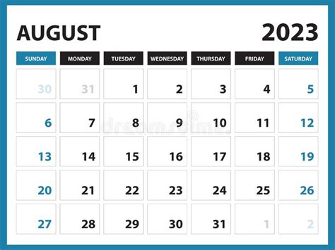 August 2023 Calendar Printable Calendar 2023 Template Planner Design