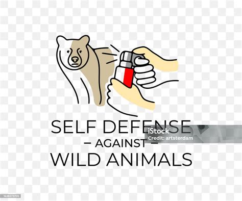 Self Defense Against Wild Animals Bear And Bear Spray Colored Graphic