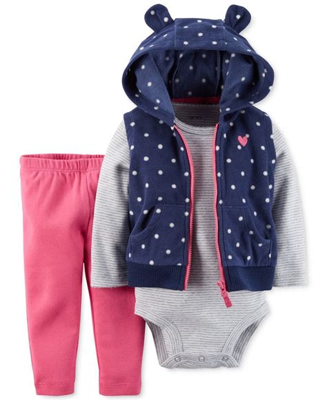 Carters Baby Girls 3 Piece Vest Bodysuit And Pants Set And Reviews
