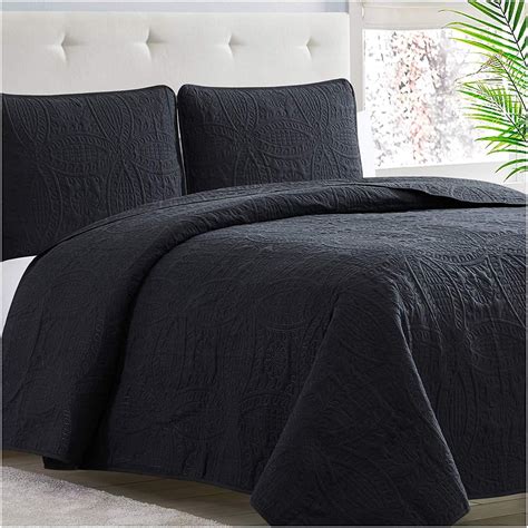 Mellanni Bedspread Coverlet Set Black Comforter Bedding Cover