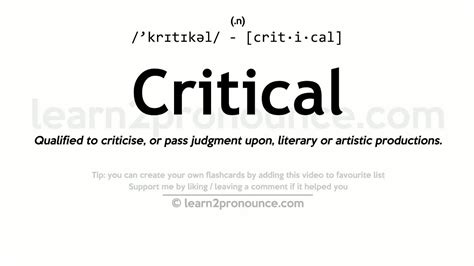 Critical pronunciation and definition - YouTube