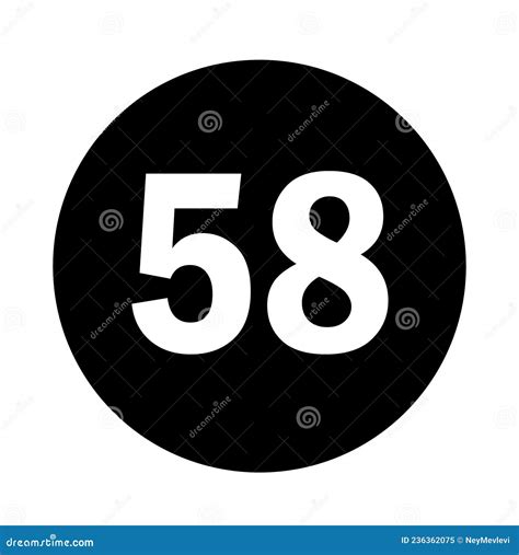 Number 58 Logo With Black Circle Background Stock Vector Illustration