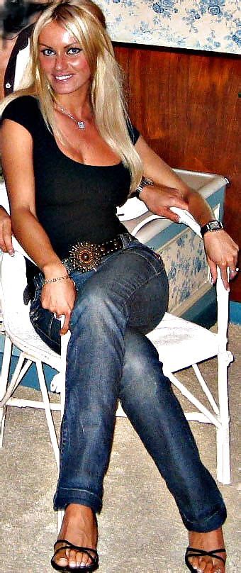 Anita Blond Fashion Glamour Modeling Bell Bottom Jeans