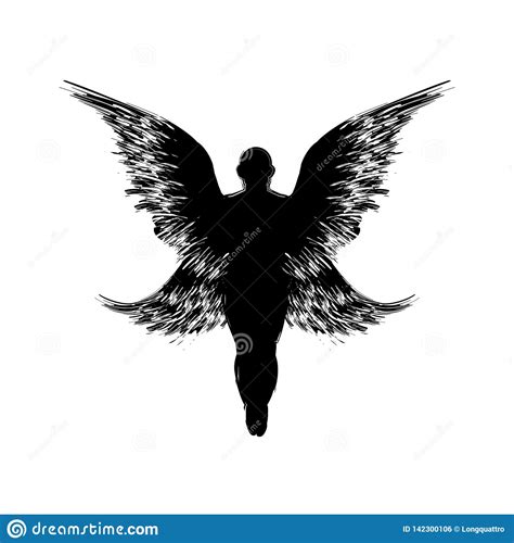 Rising Angel Silhouette Stock Vector Illustration Of Feather 142300106