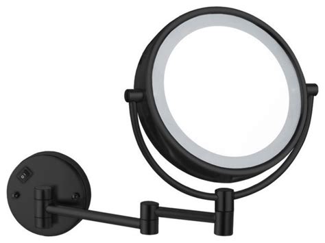 Matte Black Double Face Led 5x Makeup Mirror Hardwired Transitional