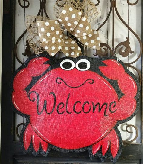 Please reserve your space by 9/12/2021. Cute Crab Hand Painted Burlap Door Hanger Decoration and ...