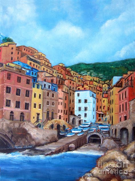 Cinque Terre Painting By Leonardo Ruggieri Pixels