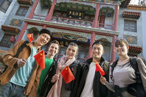 Group Of Young People Holding Chinese Flags Portrait Bccie
