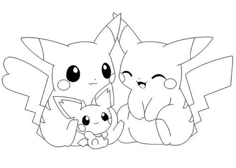 Cute Baby Love Pikachu And Pichu Coloring Pages Free Printable