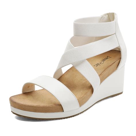 Dream Pairs Women S Open Toe Elastic Ankle Strap Platform Wedge Sandals Nini White Size