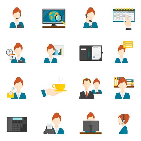 Personal Assistant Flat Icons 462885 Vector Art At Vecteezy