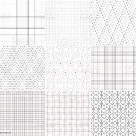 Geometric Grids Seamless Pattern Collection Stock Illustration