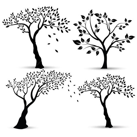 Premium Vector Vector Illustration Set Of Silhouettes Of Trees