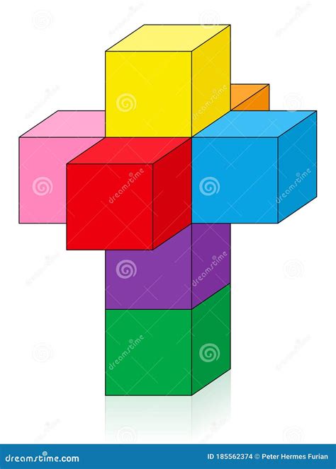 Net Of Hypercube Tesseract Colored 4d Cubes Stock Vector Illustration