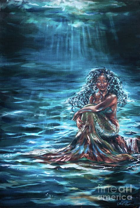 Solitary Mermaid Painting By Linda Olsen Pixels