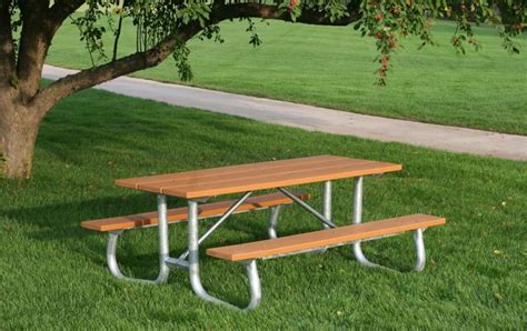 Rectangular Recycled Plastic Picnic Table With Heavy Duty Galvanized Steel Frame Park Warehouse