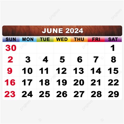 Calendario Junio 2024 En Rojo Y Negro PNG Junio 2024 Junio Mensual