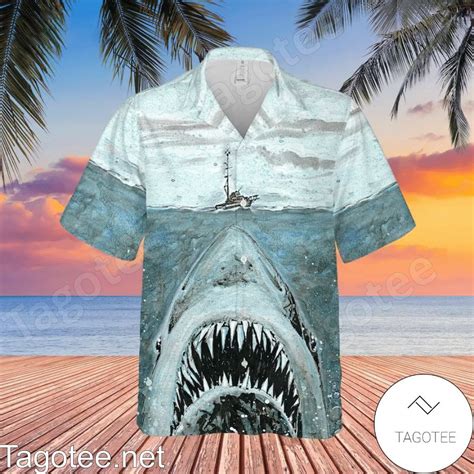 The Great White Shark Jaws Hawaiian Shirt And Short Tagotee