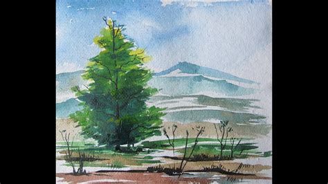 How To Paint Landscape Watercolor Painting Easy Step