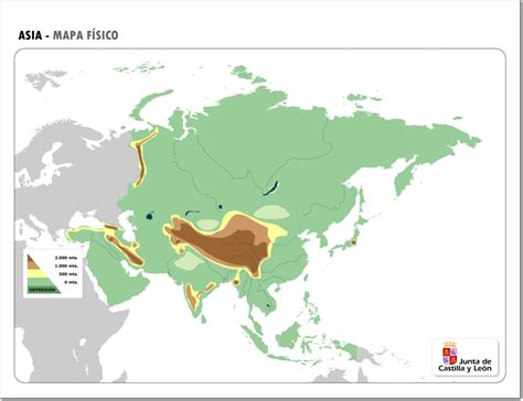 Mapa Físico Mudo De Asia Mapa De Relieve De Asia Jcyl Mapas