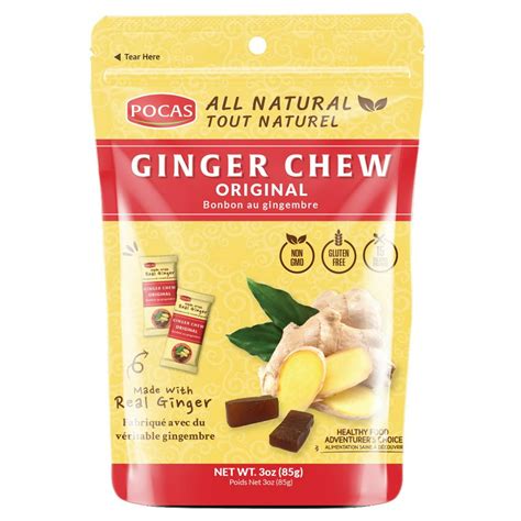 Pocas Ginger Chew Candy Assorted Flavors Pack Of 4 Original Mango
