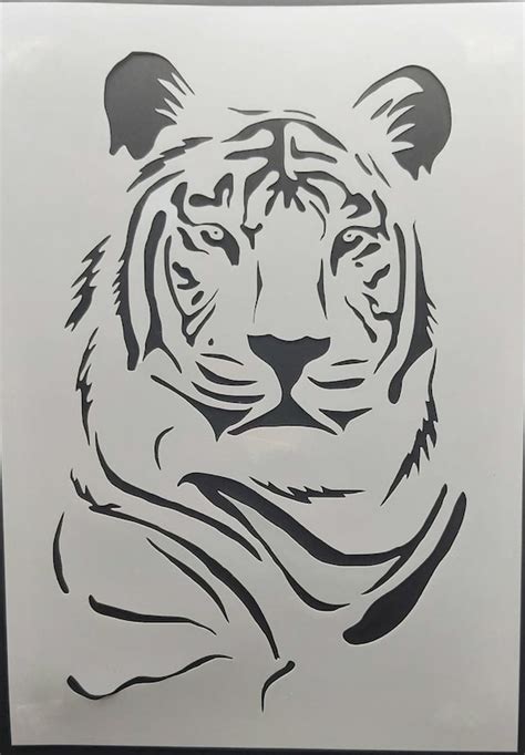Tiger Head Stencil A Reusable Etsy